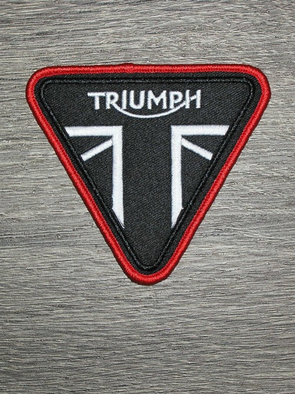 Triumph Motorcycle Black/White/Red Embroidered Iron On Patch 3.25" x 3"